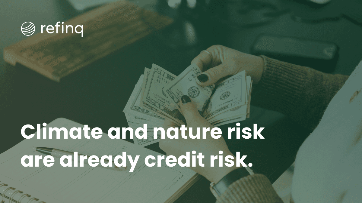 Hands counting money at a desk, symbolising how climate and nature risk affects bank credit and collateral values.